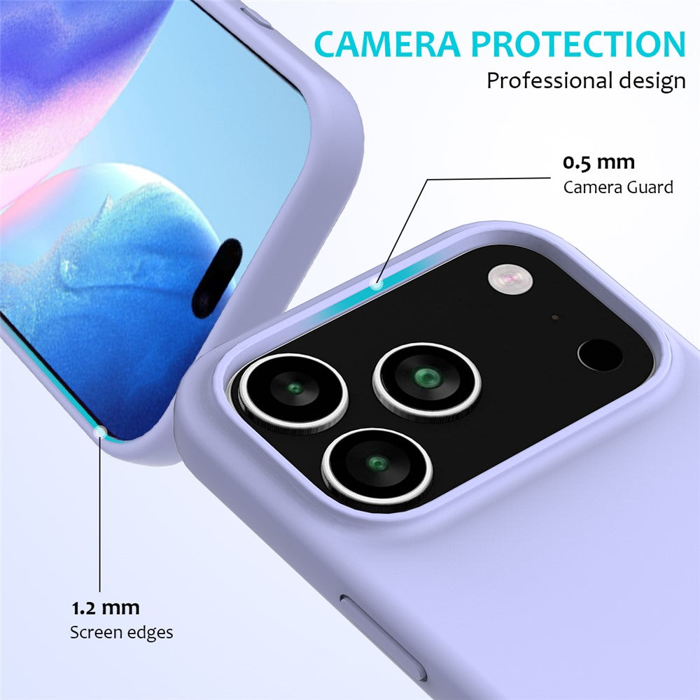 For iPhone 17 Pro Max Case Drop Proof Liquid Silicone Soft Lining Back Phone Cover - Purple