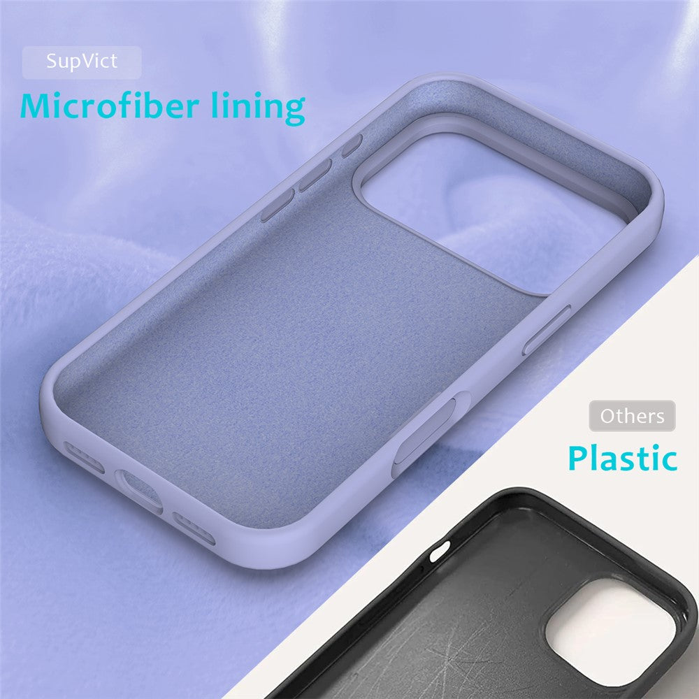 For iPhone 17 Pro Max Case Drop Proof Liquid Silicone Soft Lining Back Phone Cover - Purple