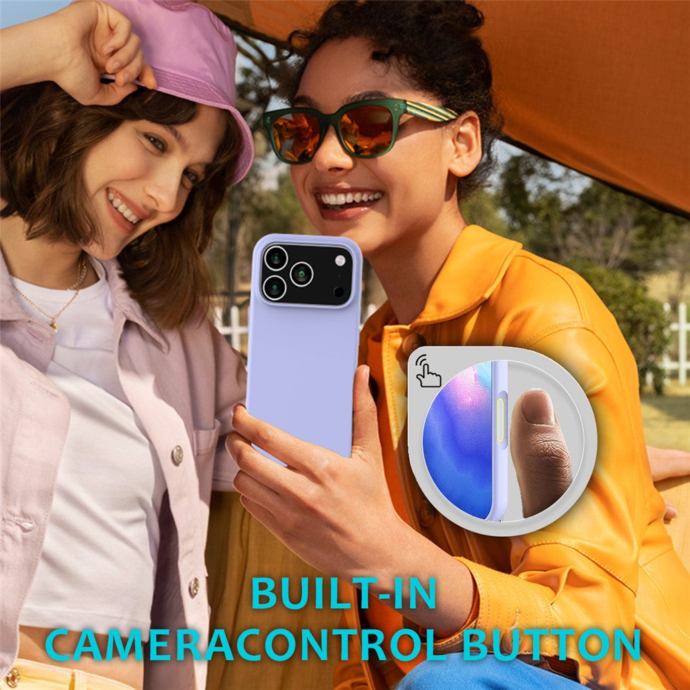 For iPhone 17 Pro Max Case Drop Proof Liquid Silicone Soft Lining Back Phone Cover - Purple