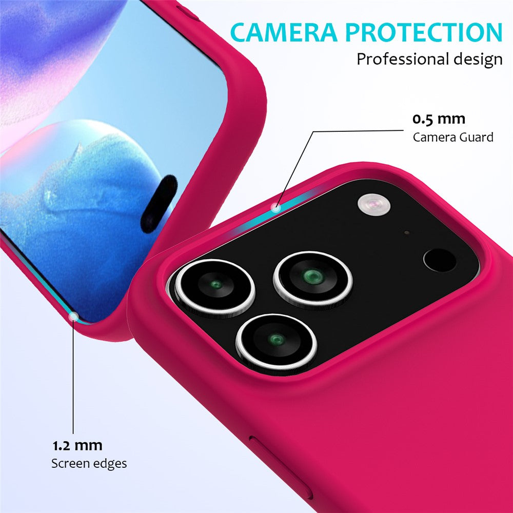 For iPhone 17 Pro Max Case Drop Proof Liquid Silicone Soft Lining Back Phone Cover - Rose