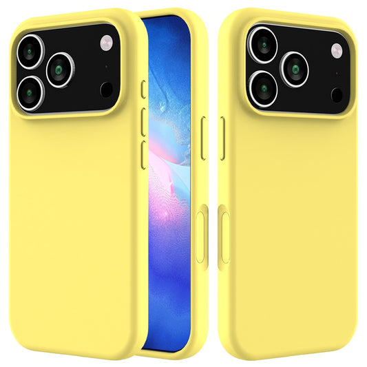 For iPhone 17 Pro Max Case Drop Proof Liquid Silicone Soft Lining Back Phone Cover - Yellow