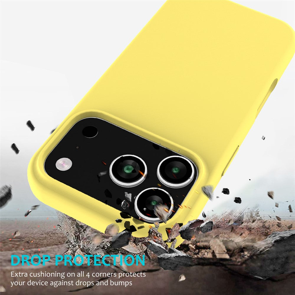 For iPhone 17 Pro Max Case Drop Proof Liquid Silicone Soft Lining Back Phone Cover - Yellow