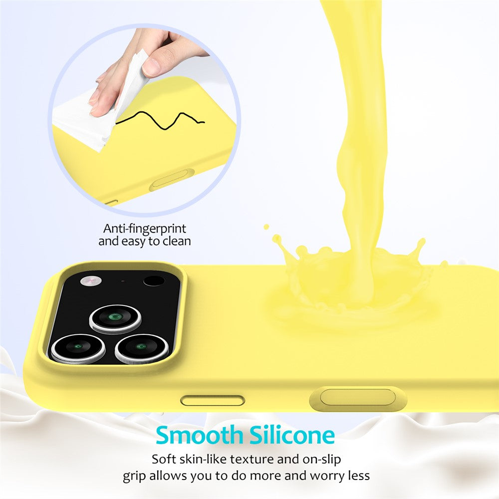 For iPhone 17 Pro Max Case Drop Proof Liquid Silicone Soft Lining Back Phone Cover - Yellow