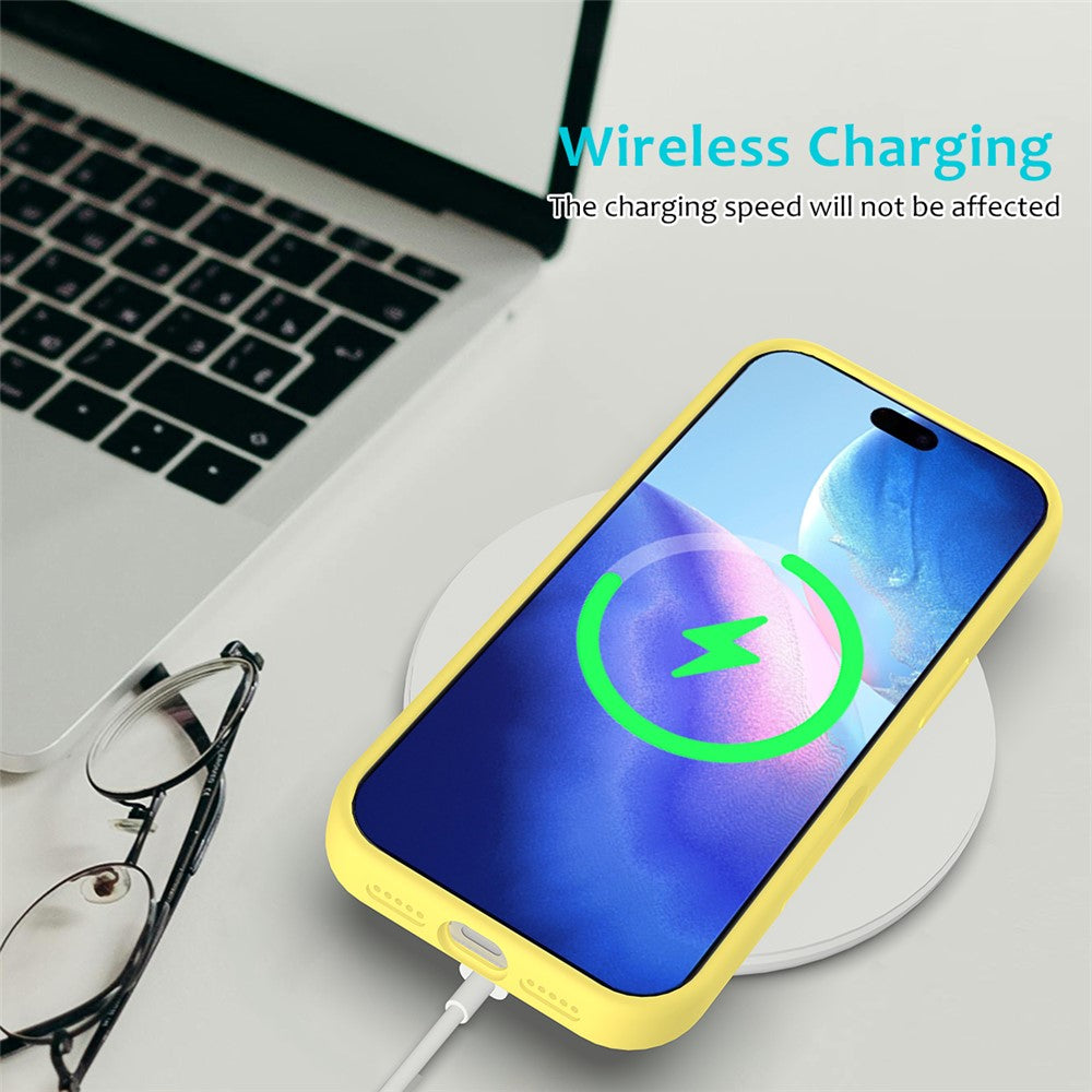 For iPhone 17 Pro Max Case Drop Proof Liquid Silicone Soft Lining Back Phone Cover - Yellow