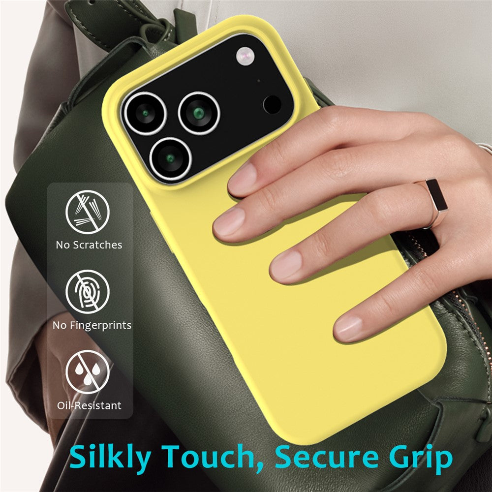For iPhone 17 Pro Max Case Drop Proof Liquid Silicone Soft Lining Back Phone Cover - Yellow