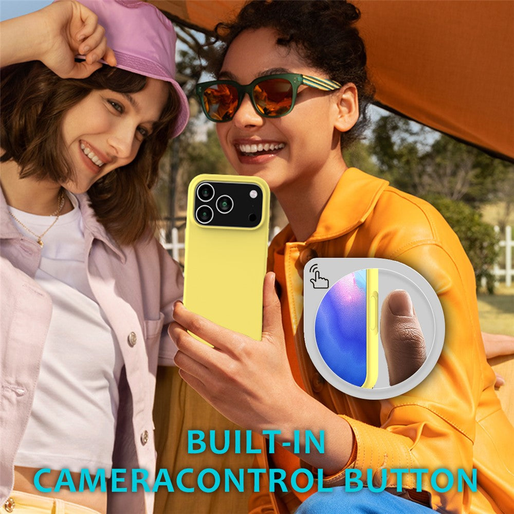 For iPhone 17 Pro Max Case Drop Proof Liquid Silicone Soft Lining Back Phone Cover - Yellow