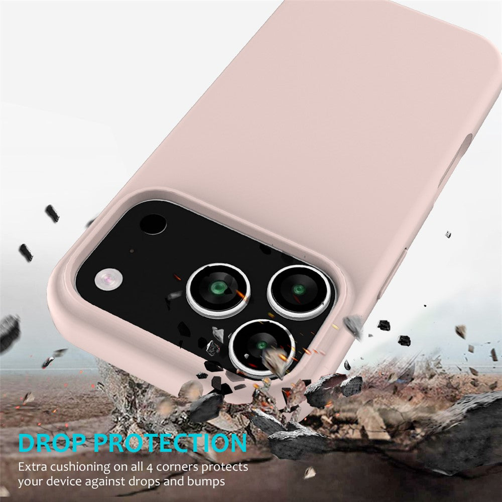 For iPhone 17 Pro Max Case Drop Proof Liquid Silicone Soft Lining Back Phone Cover - Pink