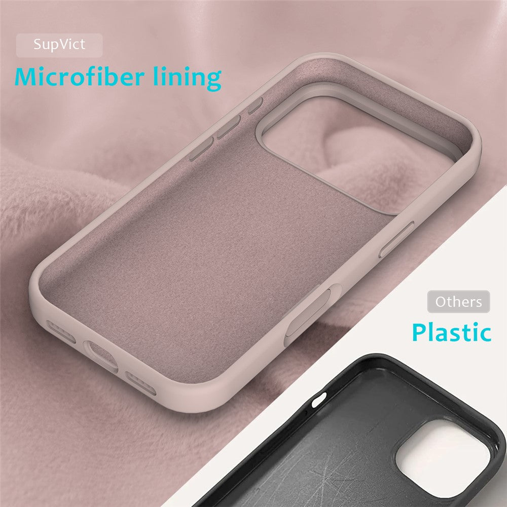 For iPhone 17 Pro Max Case Drop Proof Liquid Silicone Soft Lining Back Phone Cover - Pink