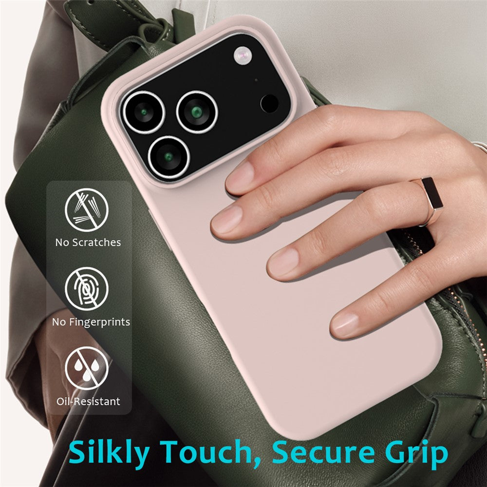 For iPhone 17 Pro Max Case Drop Proof Liquid Silicone Soft Lining Back Phone Cover - Pink