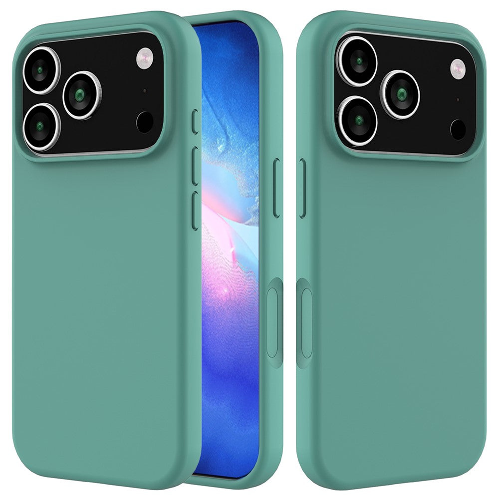 For iPhone 17 Pro Max Case Drop Proof Liquid Silicone Soft Lining Back Phone Cover - Dark Green