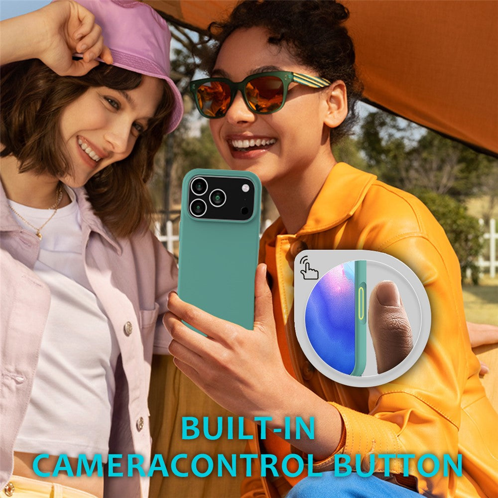 For iPhone 17 Pro Max Case Drop Proof Liquid Silicone Soft Lining Back Phone Cover - Dark Green