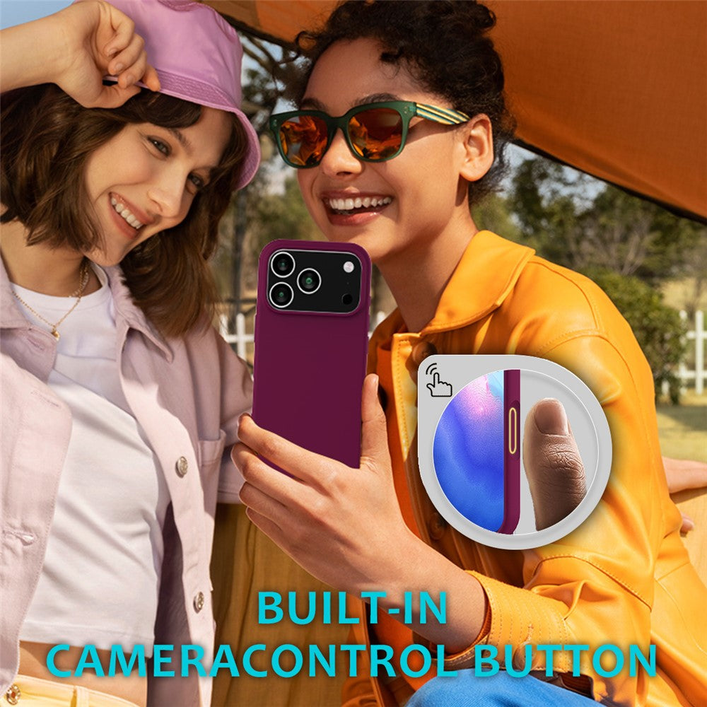 For iPhone 17 Pro Max Case Drop Proof Liquid Silicone Soft Lining Back Phone Cover - Wine Red