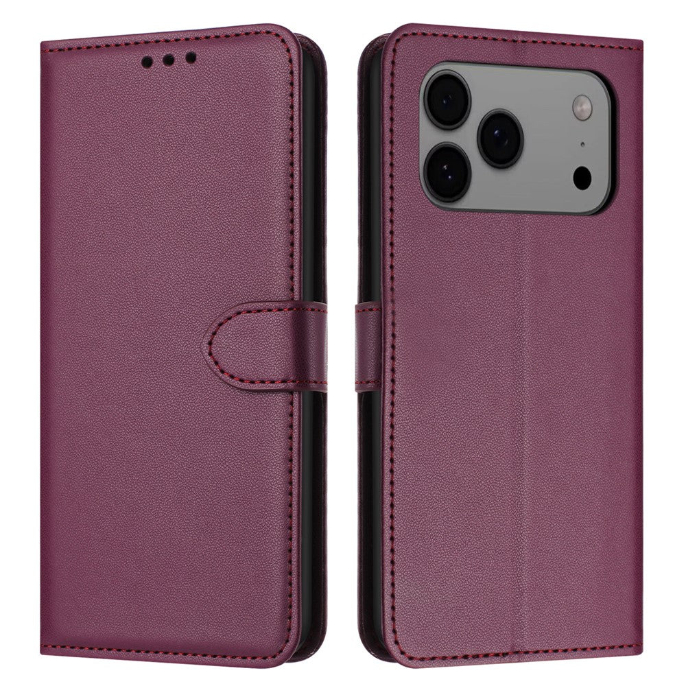 For iPhone 17 Pro Max Case Stand Wallet Leather Phone Cover with Strap - Purple