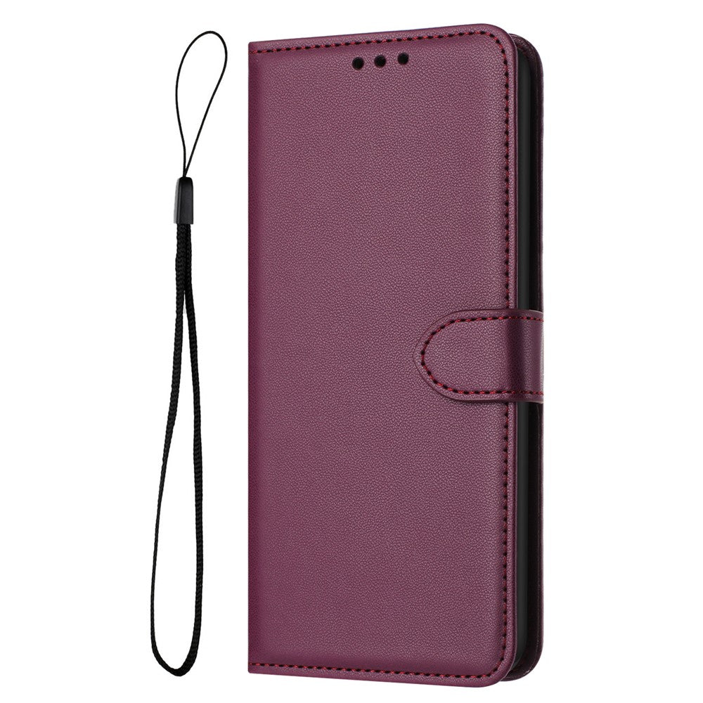 For iPhone 17 Pro Max Case Stand Wallet Leather Phone Cover with Strap - Purple