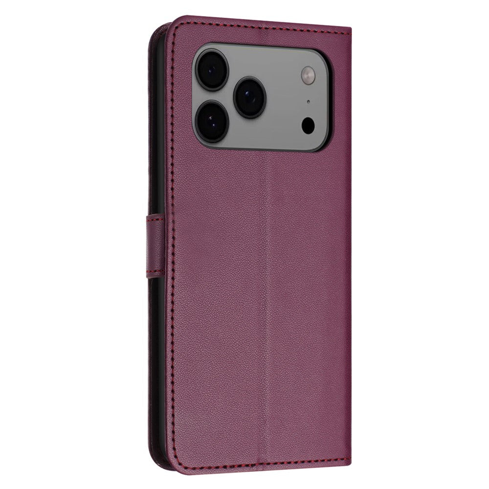 For iPhone 17 Pro Max Case Stand Wallet Leather Phone Cover with Strap - Purple