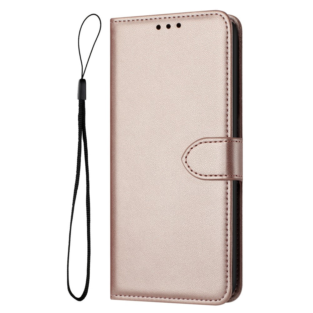 For iPhone 17 Pro Max Case Stand Wallet Leather Phone Cover with Strap - Rose Gold