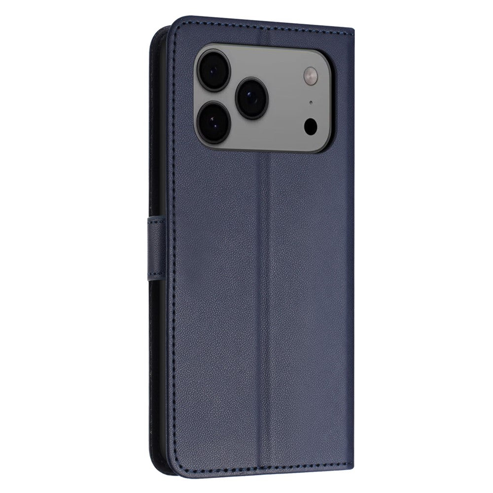 For iPhone 17 Pro Max Case Stand Wallet Leather Phone Cover with Strap - Blue