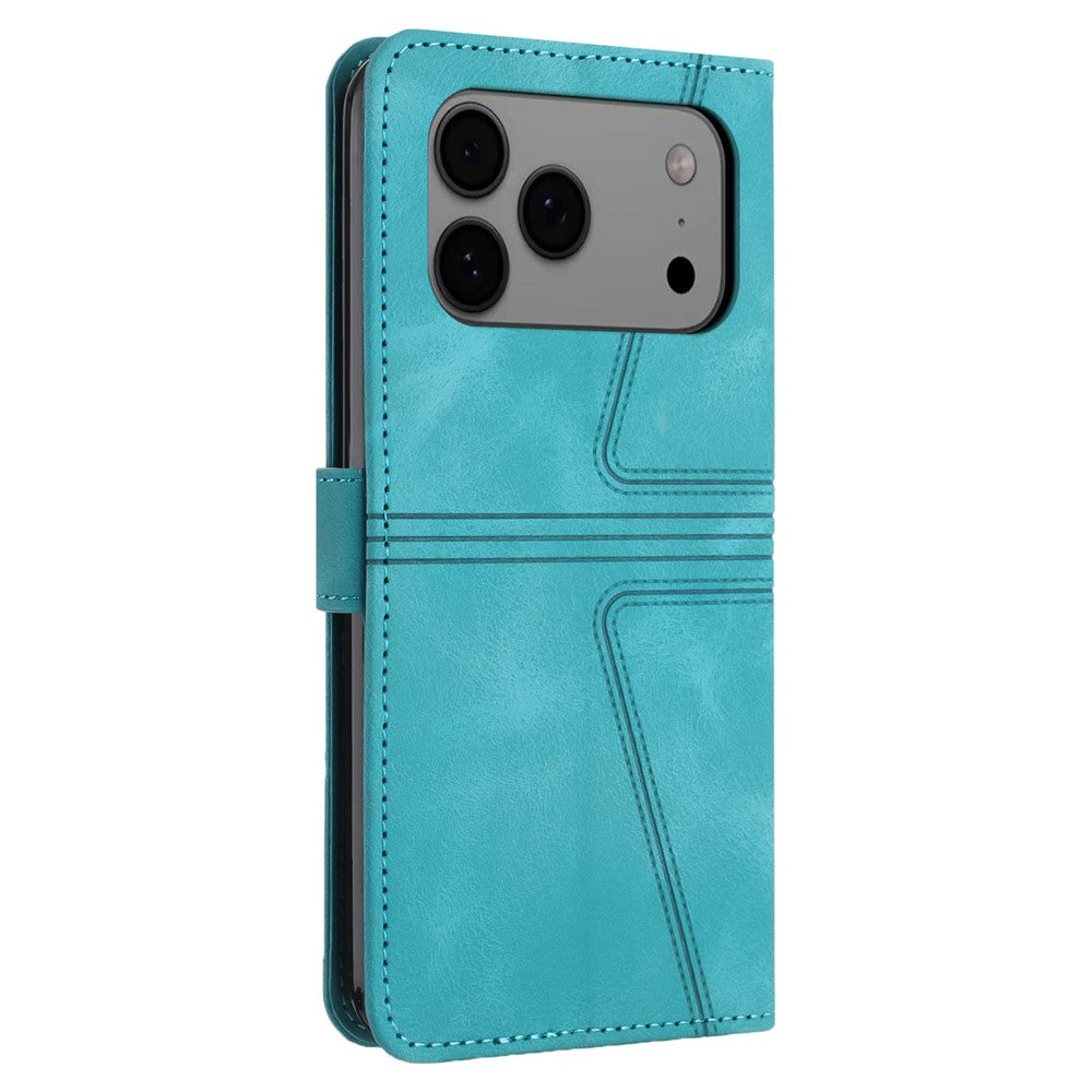 For iPhone 17 Pro Max Case Triangle Imprinted Anti-Scratch Phone Wallet Cover - Green