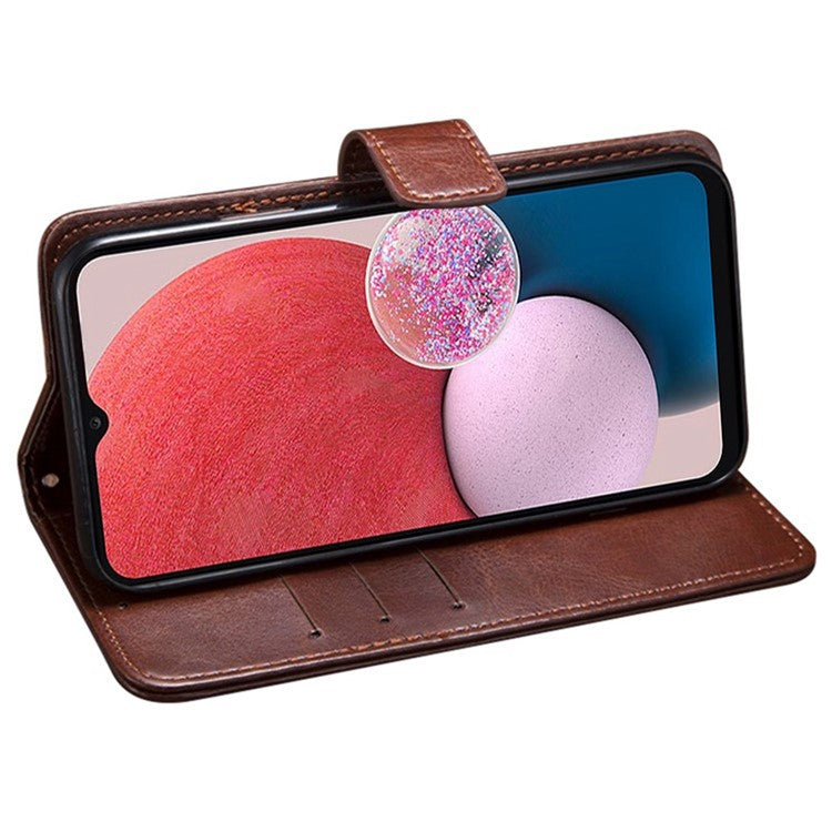 IDEWEI For Samsung Galaxy S23 Ultra Anti-dust PU Leather Foldable Stand Wallet Crazy Horse Texture Shockproof Case Flip Phone Cover - Brown