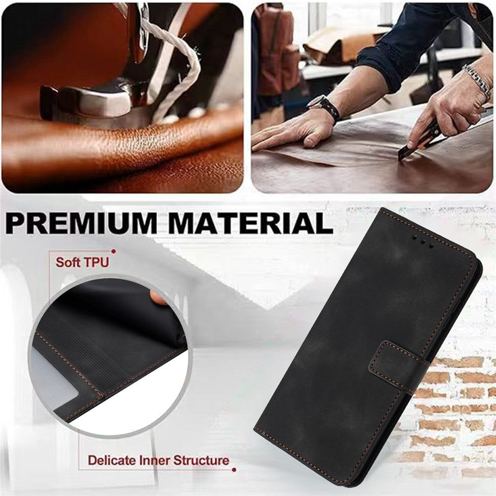 For iPhone 17 Pro Max Case Solid Color Leather Wallet Protective Phone Cover - Black