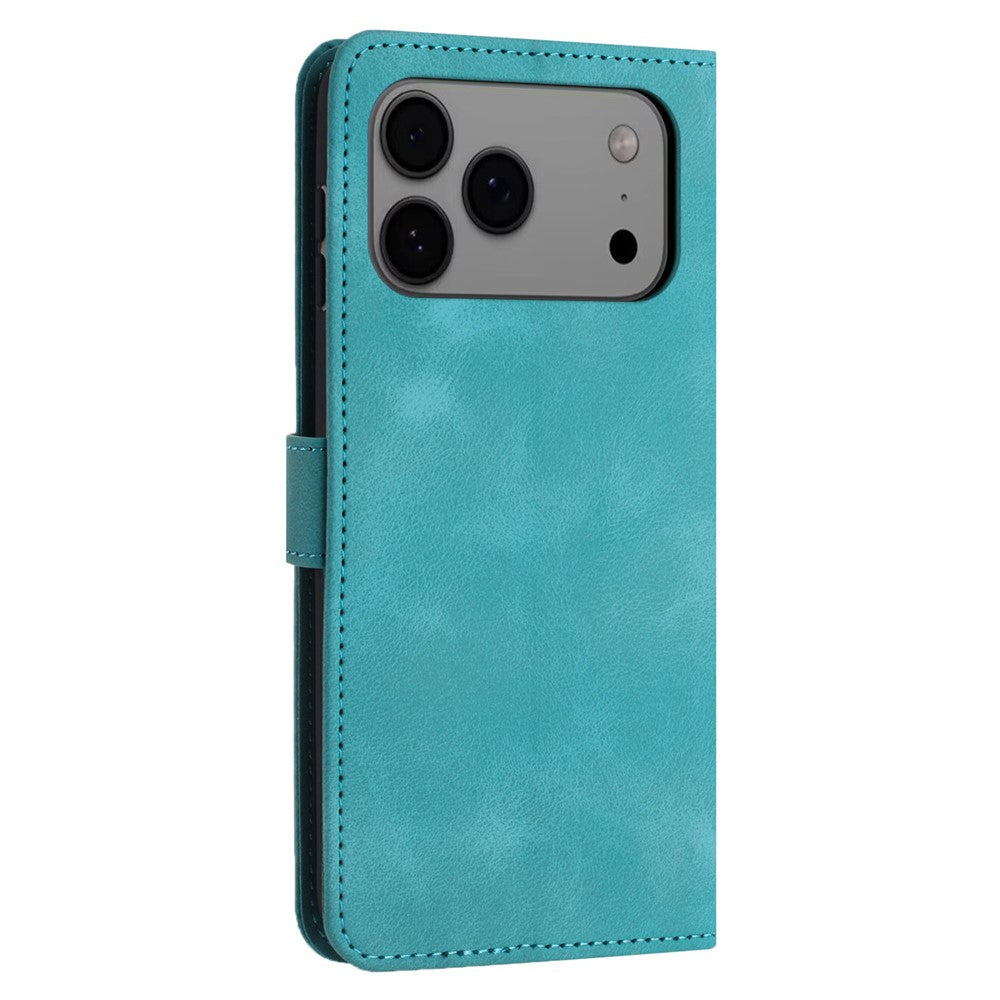 For iPhone 17 Pro Max Case Solid Color Leather Wallet Protective Phone Cover - Green
