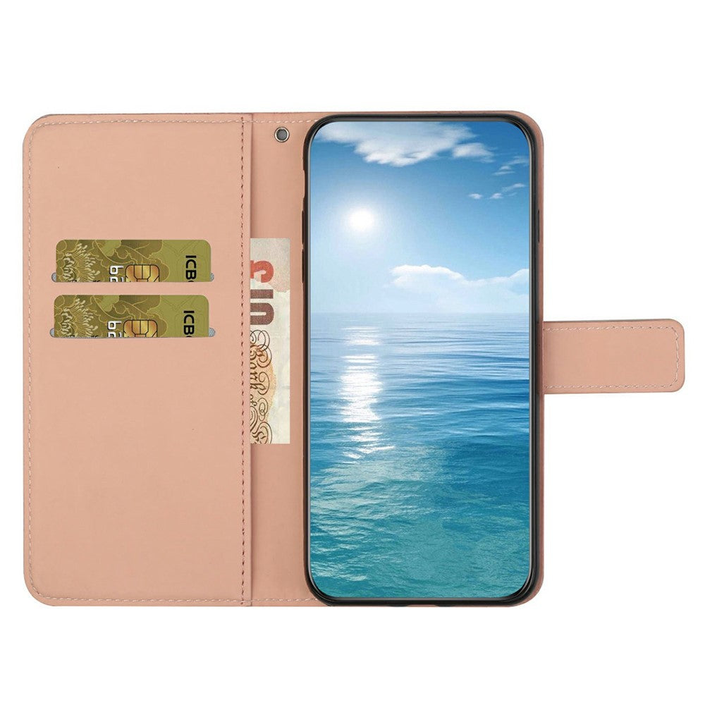 For iPhone 17 Pro Max Case Leather Case Ethnic Style Wallet Phone Cover with Strap - Pink