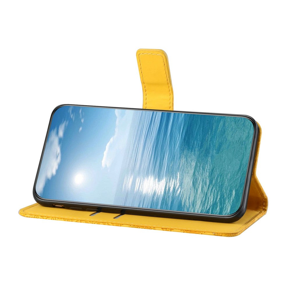 For iPhone 17 Pro Max Case Leather Case Ethnic Style Wallet Phone Cover with Strap - Yellow