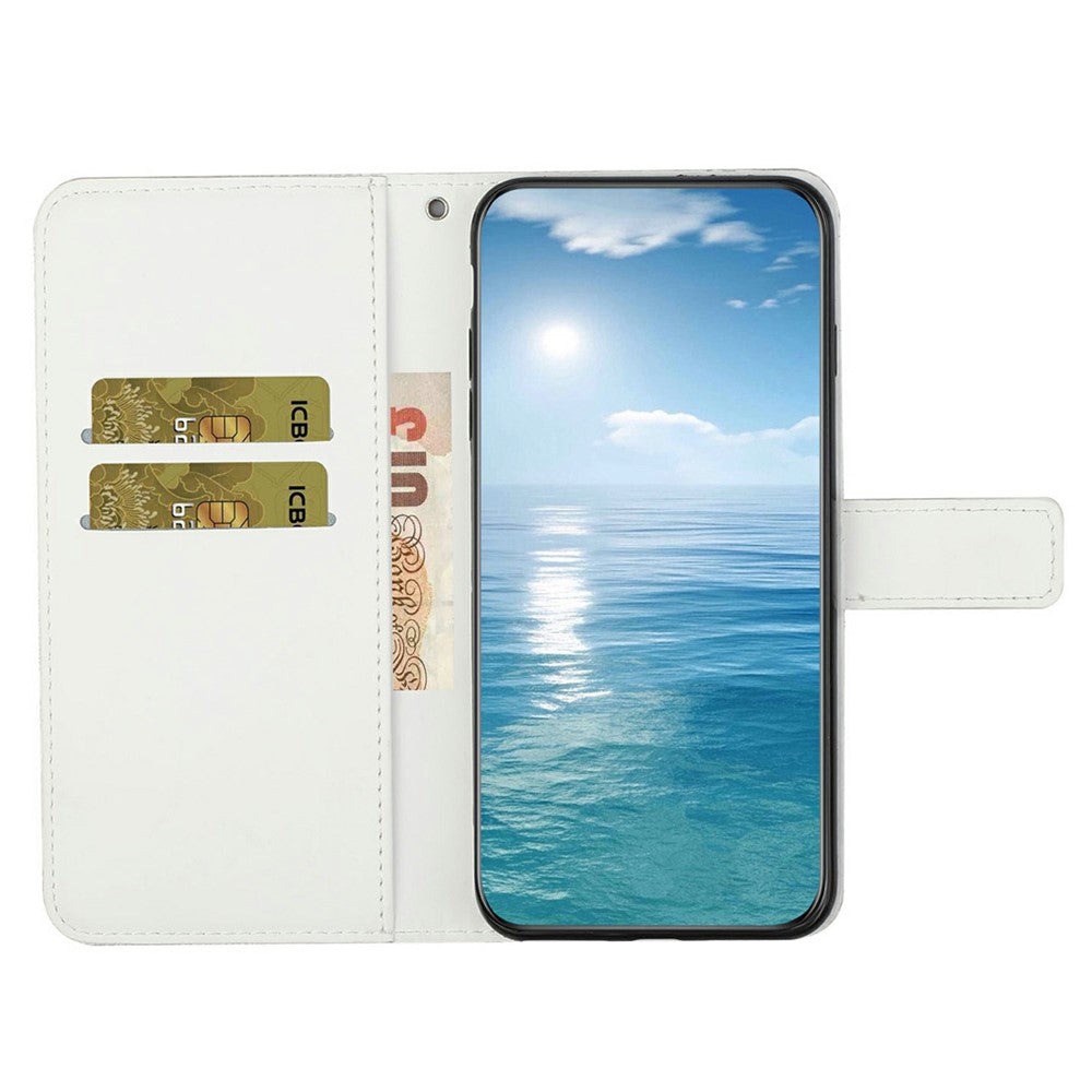 For iPhone 17 Pro Max Case Leather Case Ethnic Style Wallet Phone Cover with Strap - White