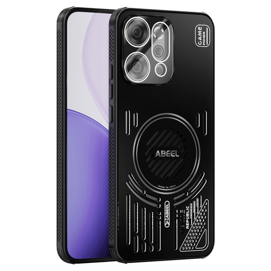 ABEEL For Oppo Reno14 Pro 5G (Global) Magnetic Case Aluminium Alloy + PC + TPU Hollow Heat Dissipation Phone Cover - Black