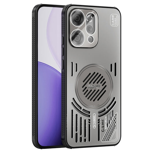 ABEEL For Oppo Reno14 Pro 5G (Global) Magnetic Case Aluminium Alloy + PC + TPU Hollow Heat Dissipation Phone Cover - Titanium Grey