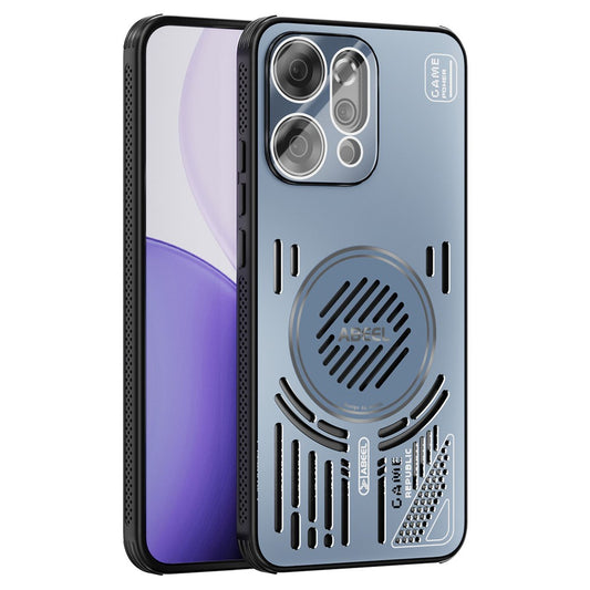 ABEEL For Oppo Reno14 Pro 5G (Global) Magnetic Case Aluminium Alloy + PC + TPU Hollow Heat Dissipation Phone Cover - Blue