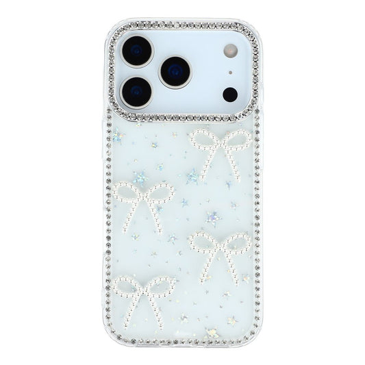 For iPhone 17 Pro Max Case Rhinestone Edge Butterfly Bow Decor TPU + PC IMD Phone Cover - Starry Transparent