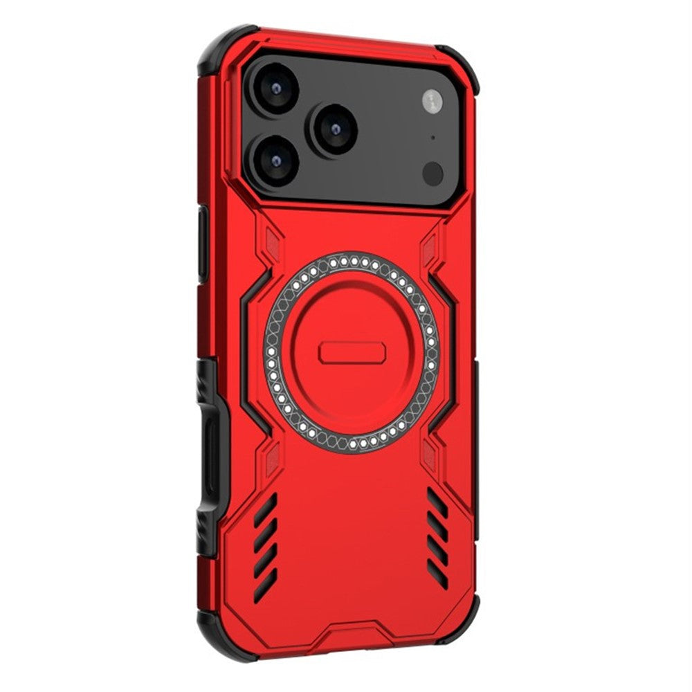 WANLONFENG DJ Series For iPhone 17 Pro Max Magnetic Case PC TPU Phone Cover with 2Pcs Screen Film (Big Lens Hole) - Red