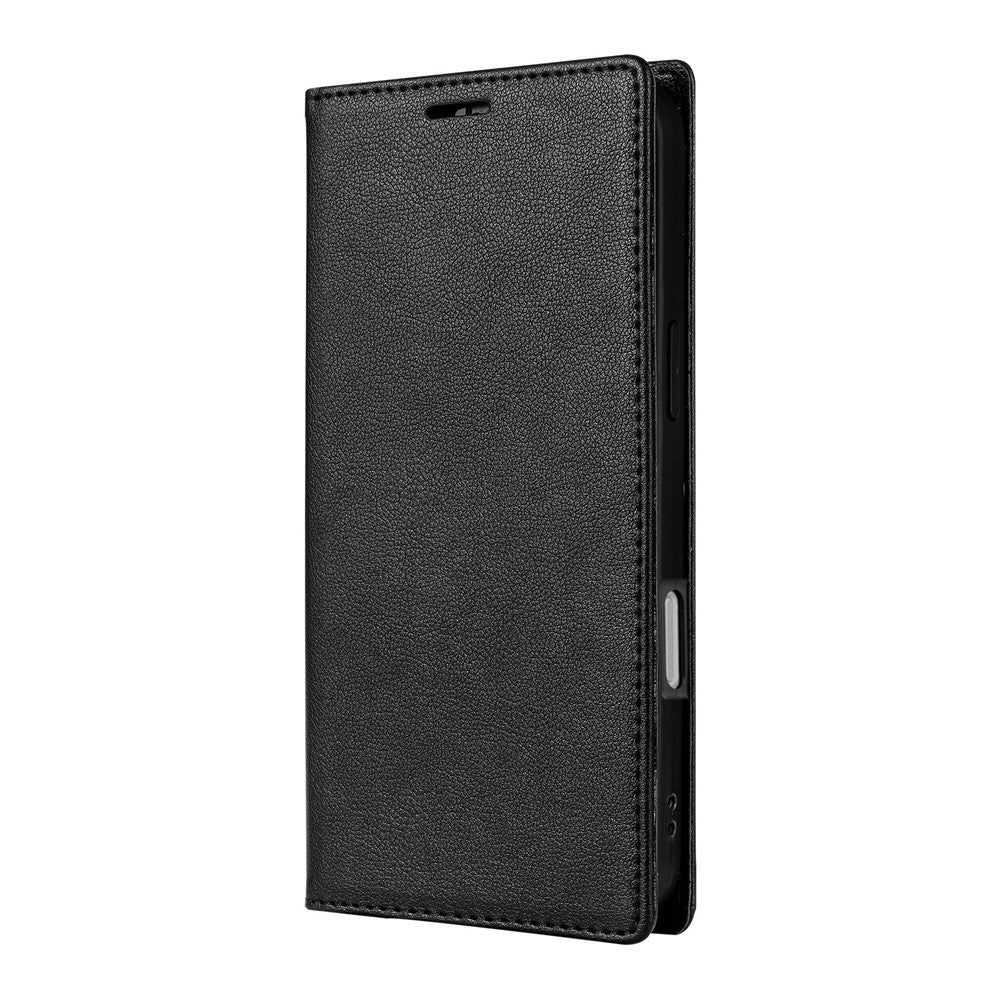 For iPhone 17 Pro Max Wallet Case Magnetic Closure PU Leather Phone Cover - Black