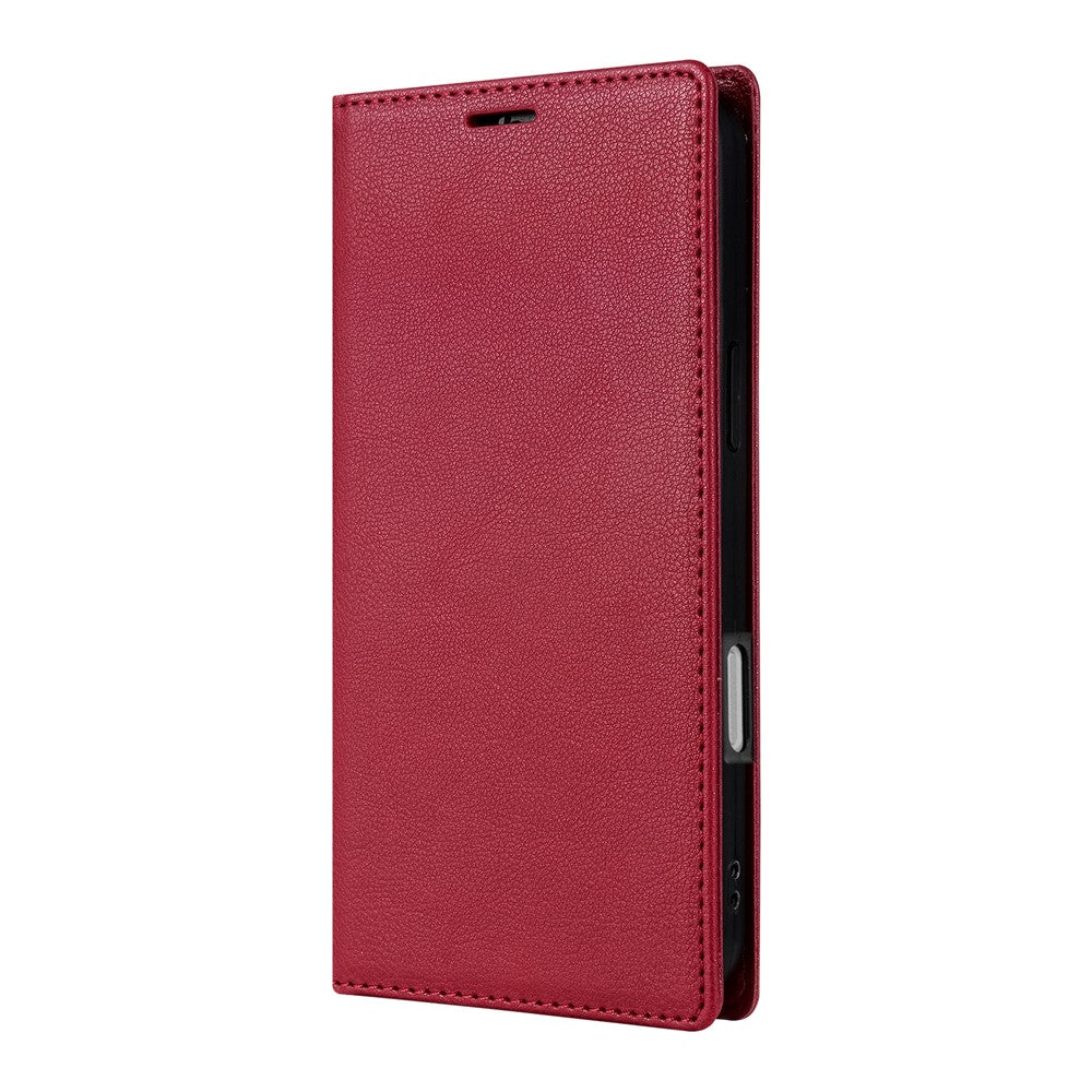 For iPhone 17 Pro Max Wallet Case Magnetic Closure PU Leather Phone Cover - Red