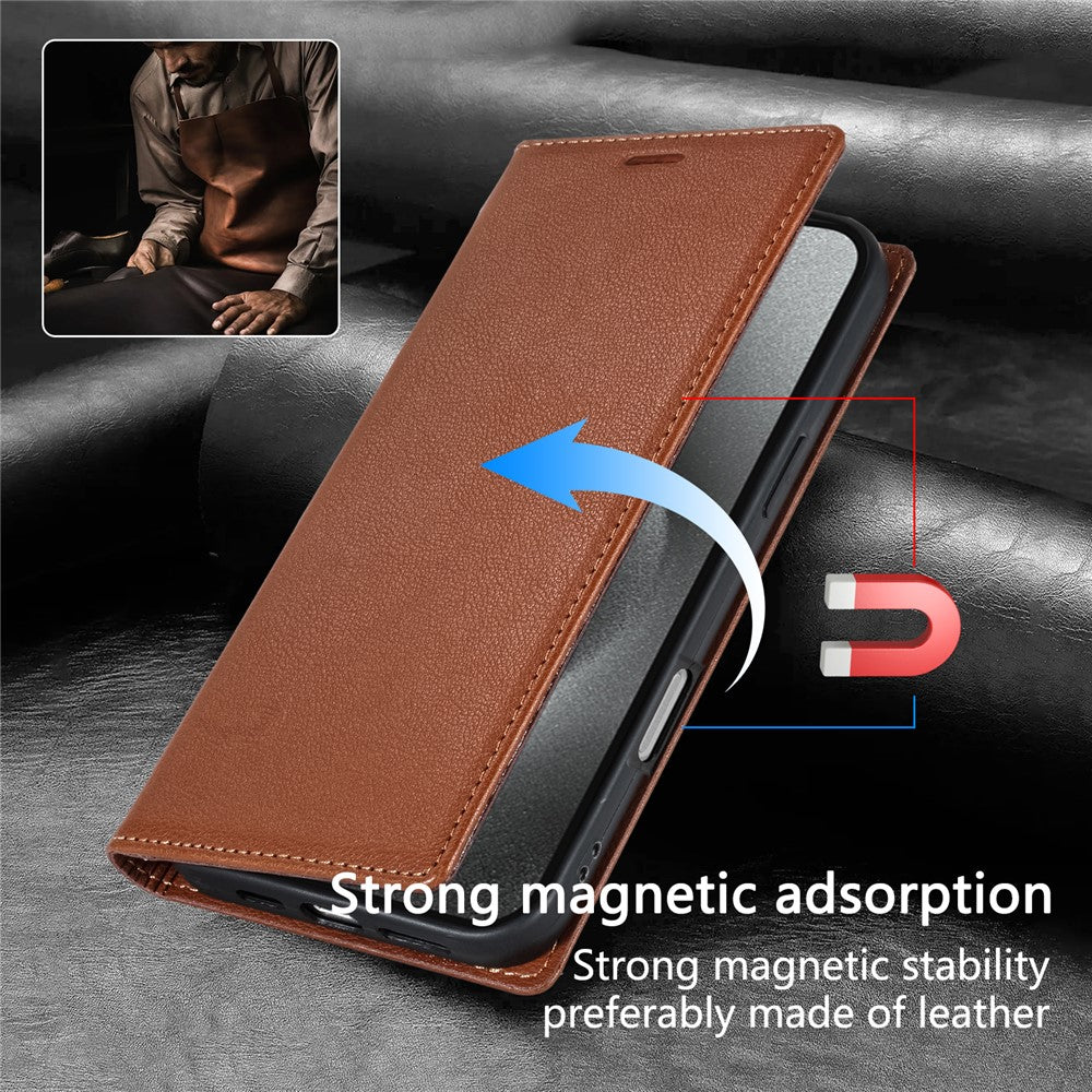 For iPhone 17 Pro Max Wallet Case Magnetic Closure PU Leather Phone Cover - Brown