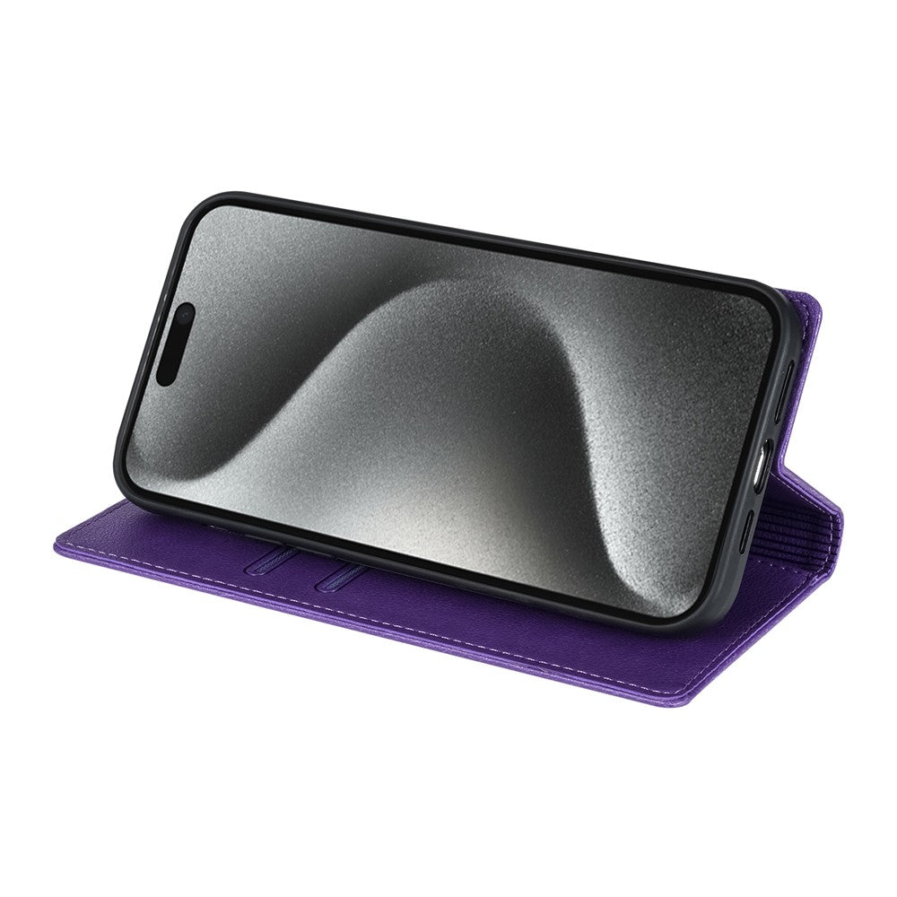For iPhone 17 Pro Max Wallet Case Magnetic Closure PU Leather Phone Cover - Purple