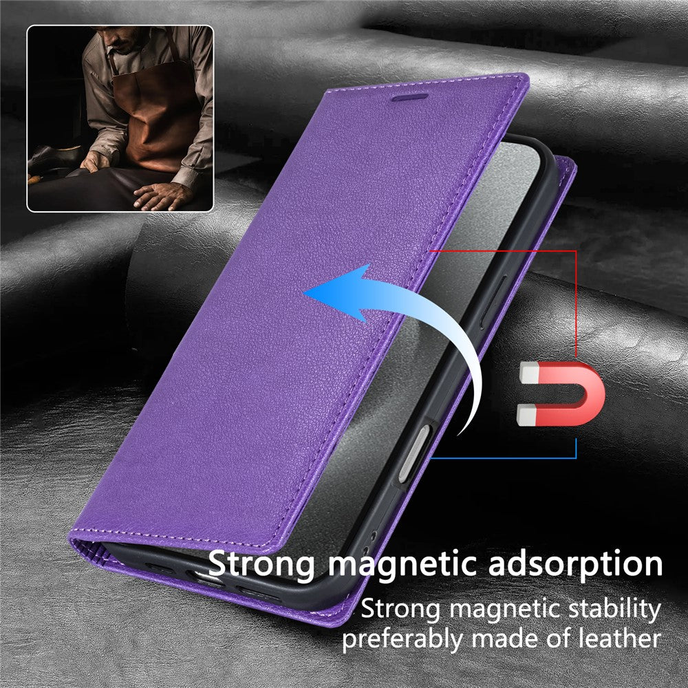 For iPhone 17 Pro Max Wallet Case Magnetic Closure PU Leather Phone Cover - Purple