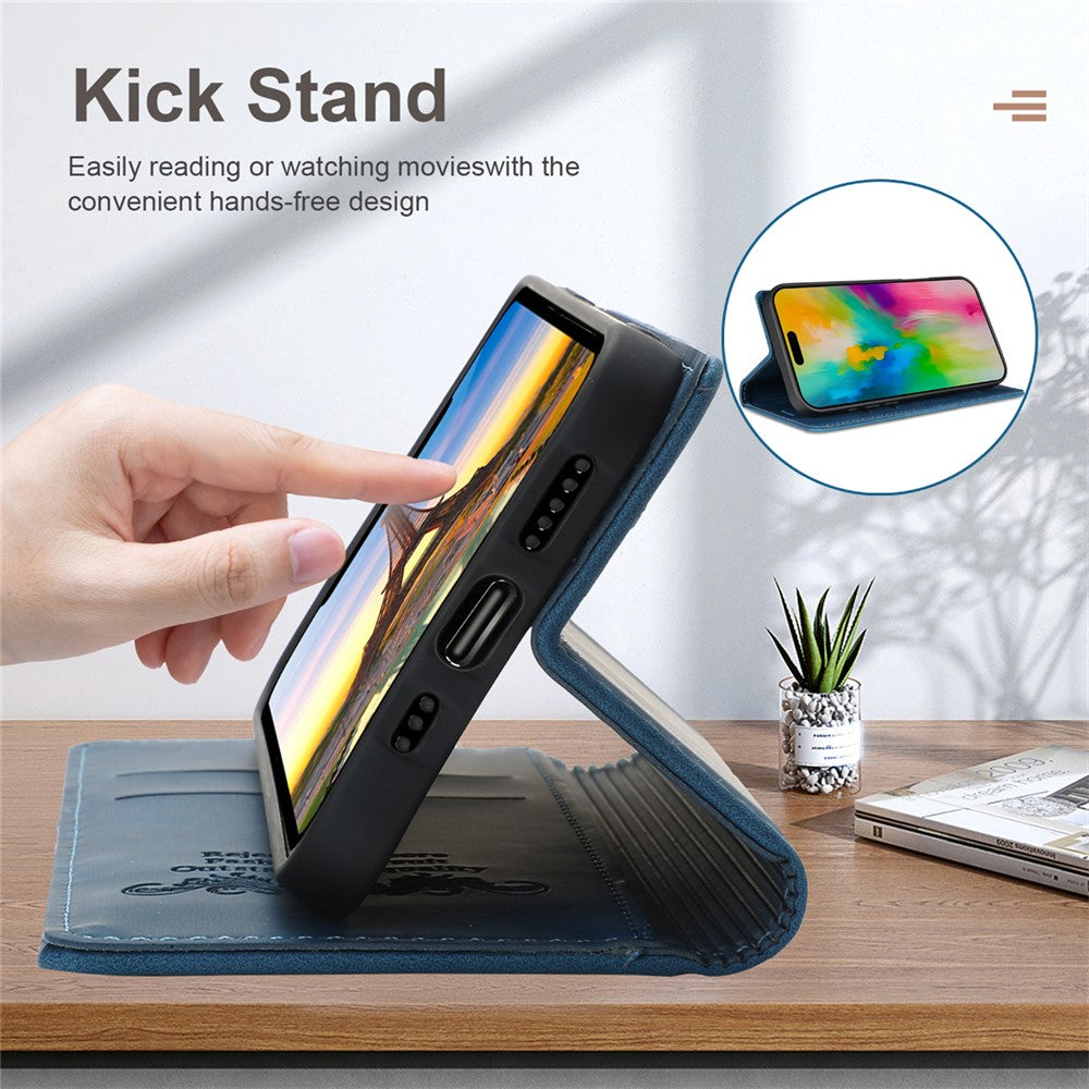 For iPhone 17 Pro Max Wallet Case Magnetic Closing Leather Phone Cover - Blue