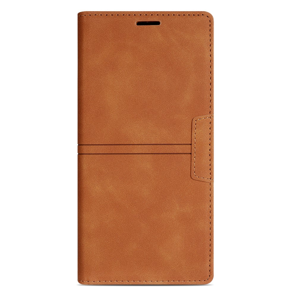 For iPhone 17 Pro Max Wallet Case Magnetic Closing Leather Phone Cover - Brown