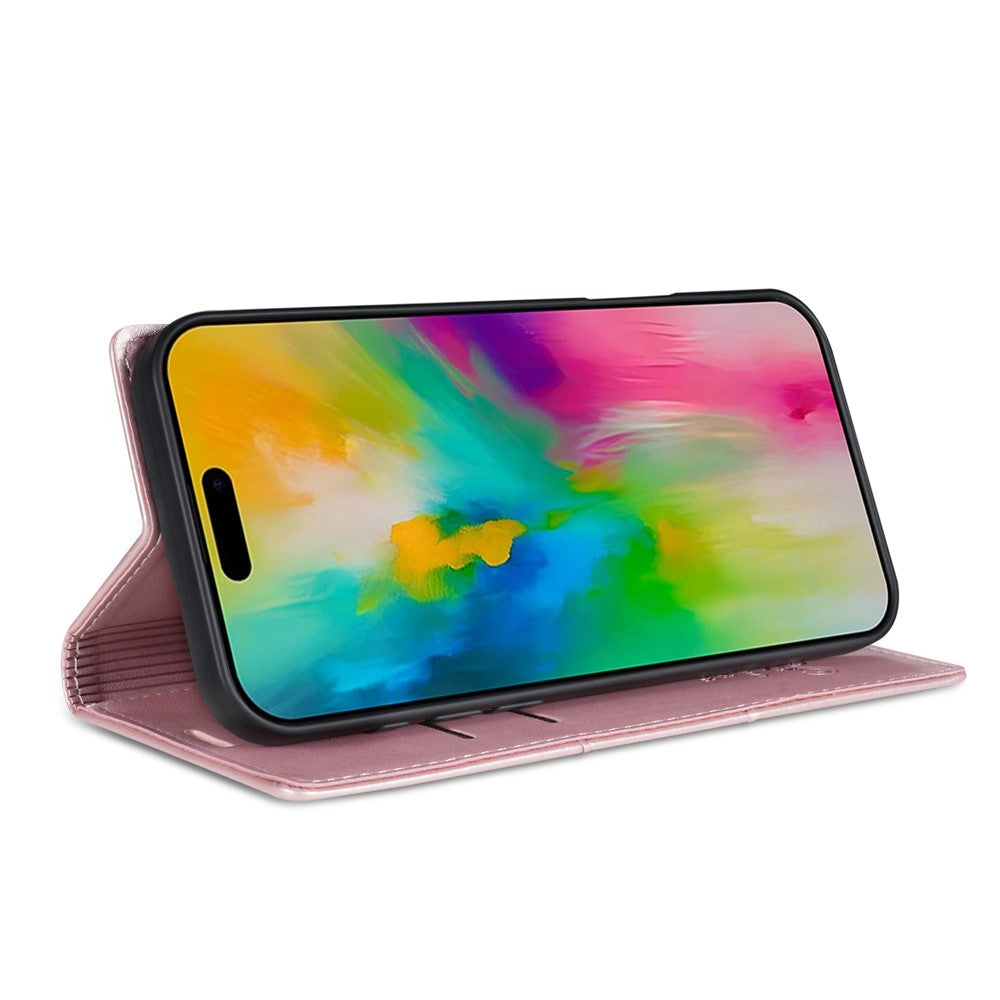 For iPhone 17 Pro Max Wallet Case Magnetic Closing Leather Phone Cover - Rose Gold