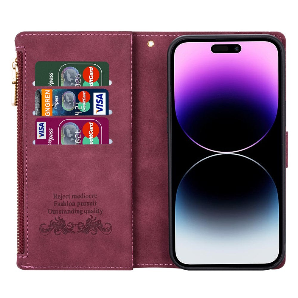 For iPhone 17 Pro Max Wallet Case Color Splicing Leather Phone Cover with Stand - Red