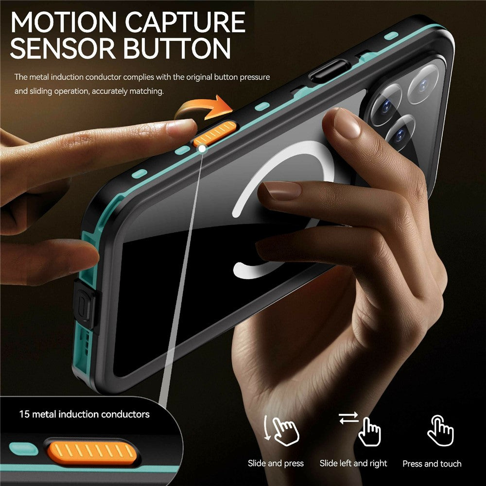 REDPEPPER Dot+ Series For iPhone 17 Pro Max Cellphone Case Compatible with MagSafe IP68 Waterproof Clear Back Phone Cover - Blue