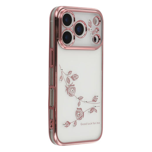 KADEM For iPhone 17 Pro Max Case Flower Rhinestone Decor TPU Phone Cover - Rose Gold