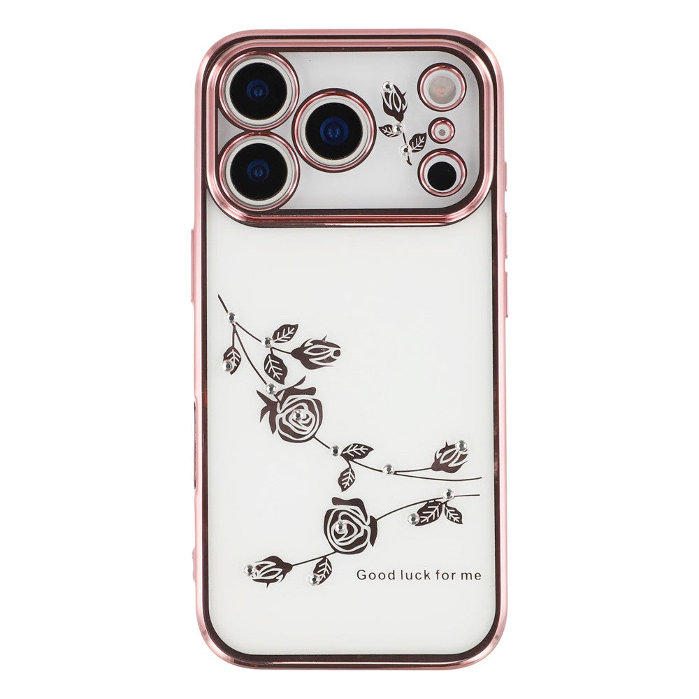 KADEM For iPhone 17 Pro Max Case Flower Rhinestone Decor TPU Phone Cover - Rose Gold