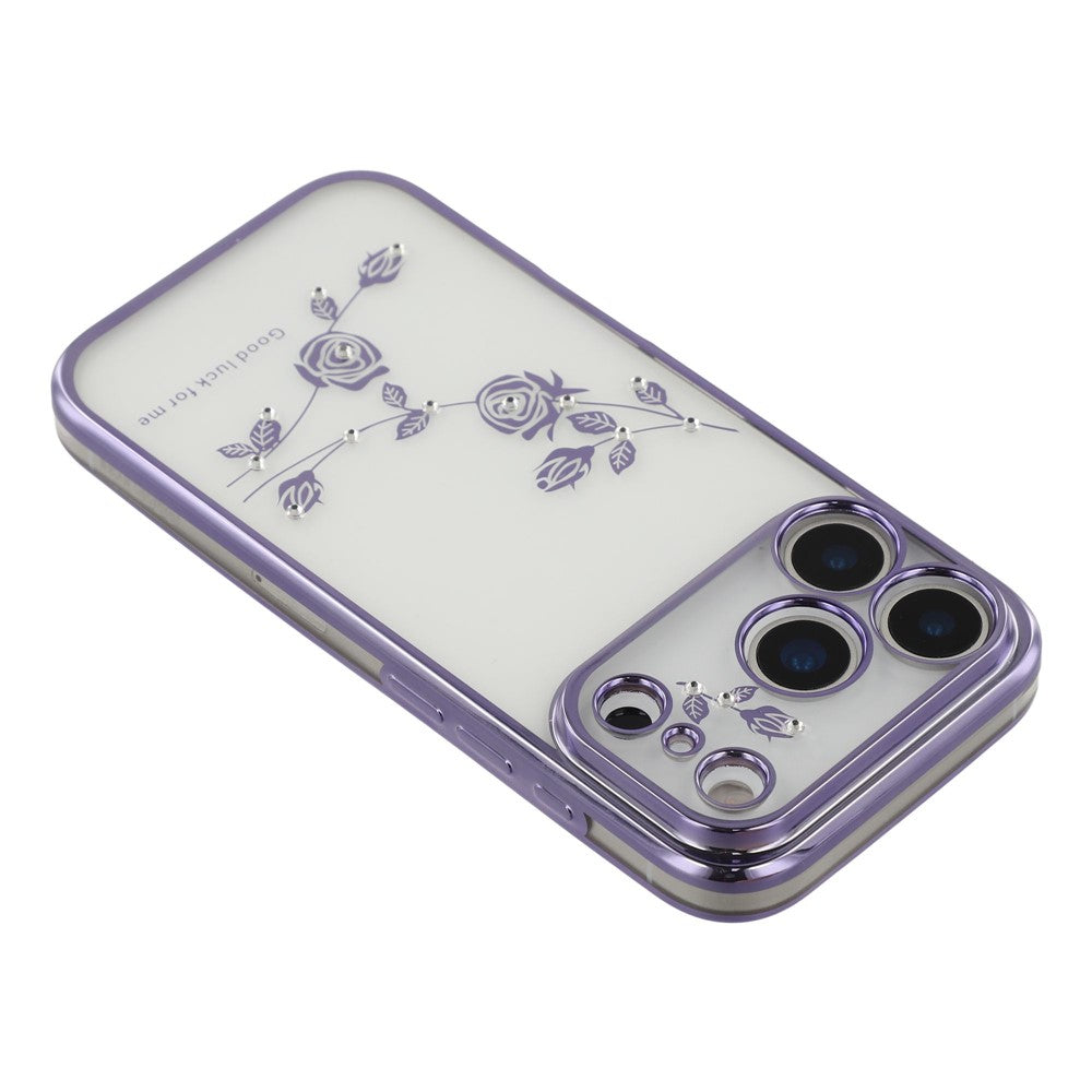 KADEM For iPhone 17 Pro Max Case Flower Rhinestone Decor TPU Phone Cover - Purple