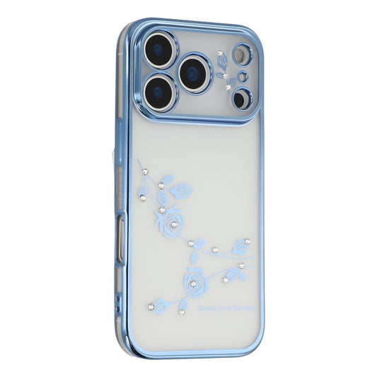 KADEM For iPhone 17 Pro Max Case Flower Rhinestone Decor TPU Phone Cover - Blue