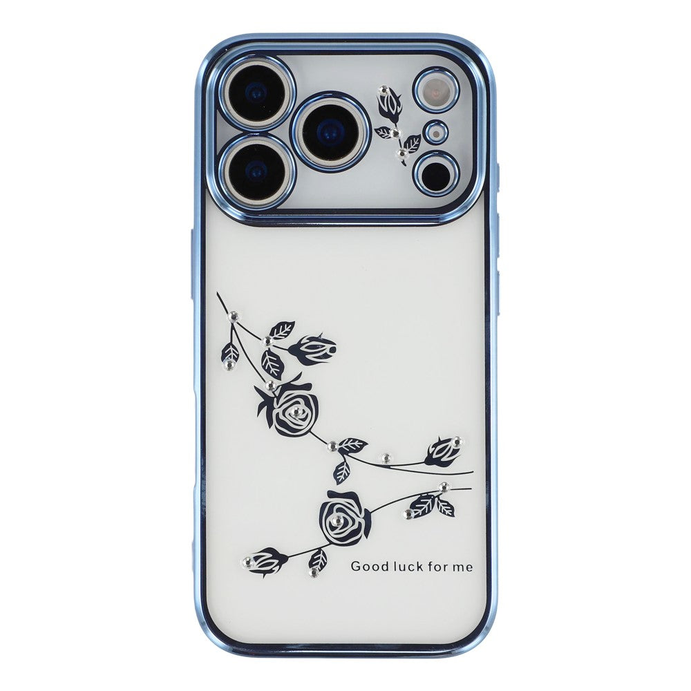 KADEM For iPhone 17 Pro Max Case Flower Rhinestone Decor TPU Phone Cover - Blue