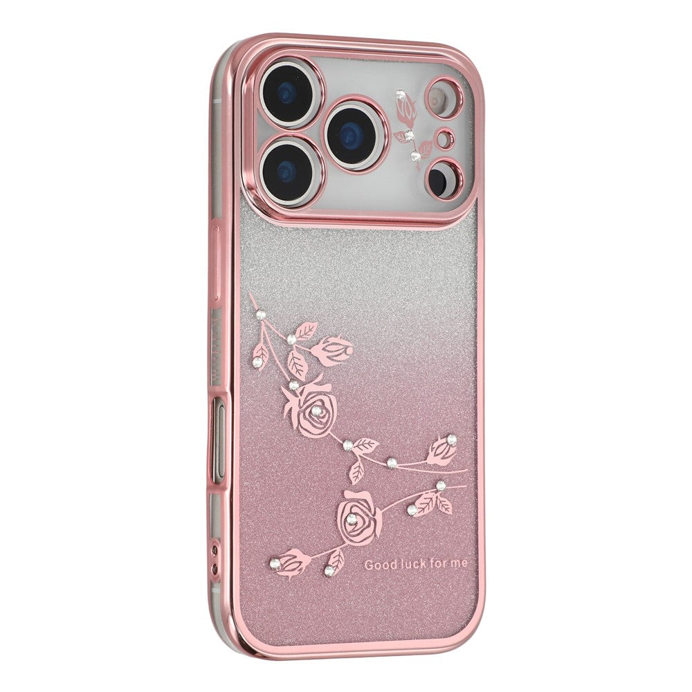KADEM For iPhone 17 Pro Max Case Flower TPU Flexible Gradient Phone Cover - Rose Gold