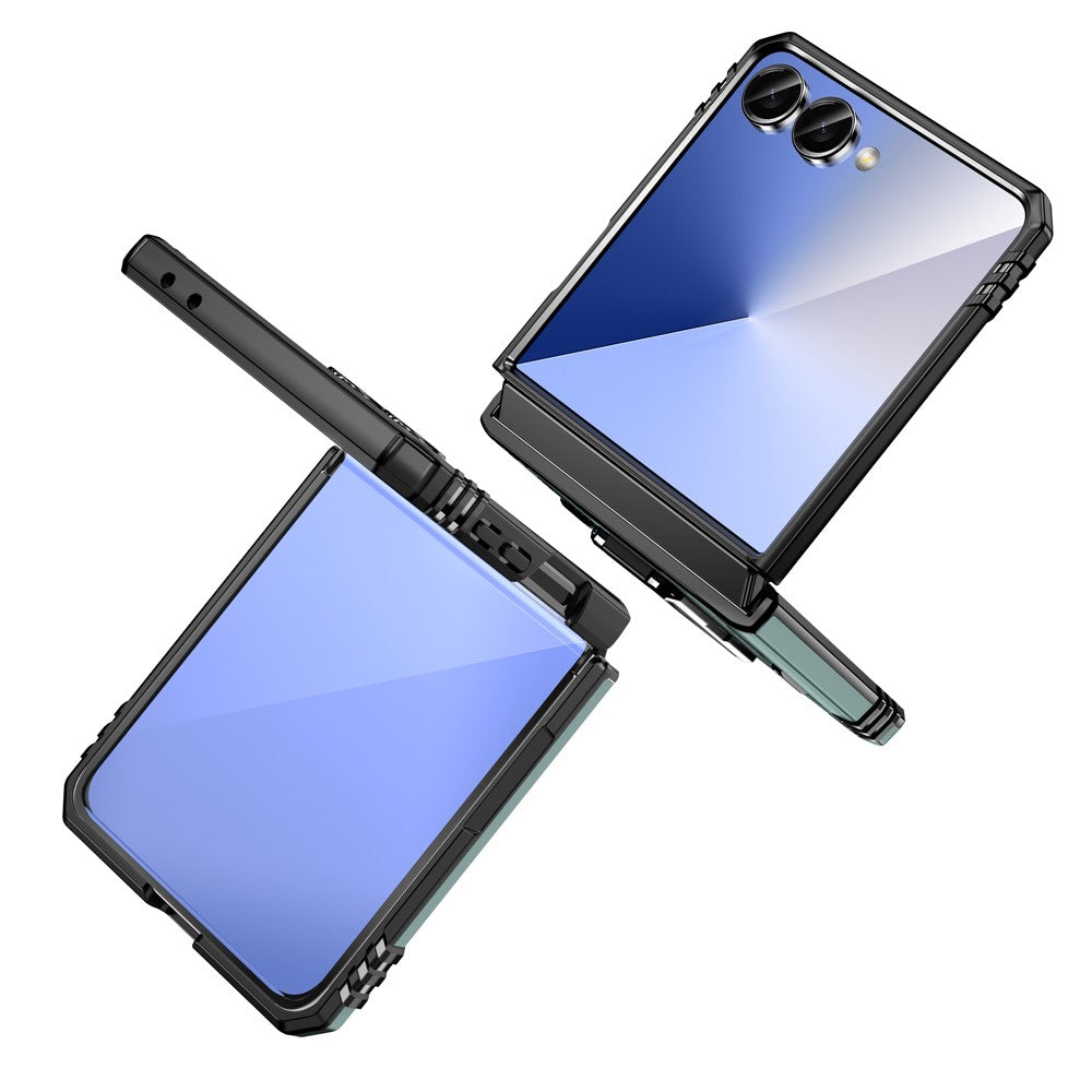 For Samsung Galaxy Z Flip7 5G Case Kickstand Slide Lens Lid PC + TPU Drop - Green